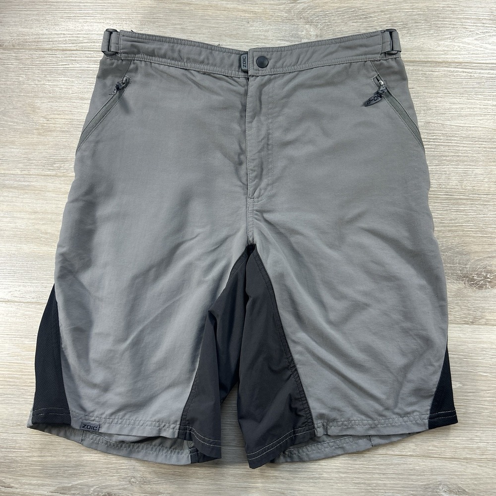 Zoic Ether Shorts Mens Large Gray Mountain Biking Adjustable Cycling Linerless